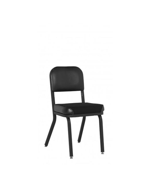 Black Vinyl and Fabric Side Chair