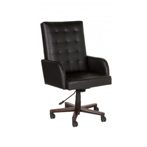 Black Tufted Vinyl High Back Executive Chair