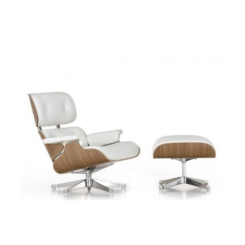 White Eames Style Loung Chair & Ottoman