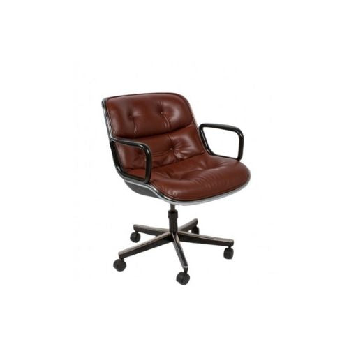 Brown Leather Pollack Chair Mid Back