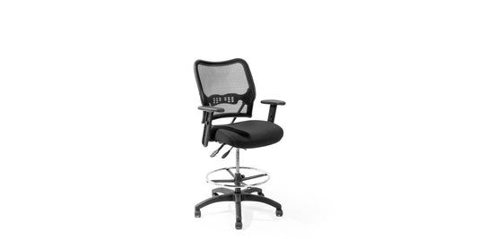 Black Mesh Drafting Stool with Arms