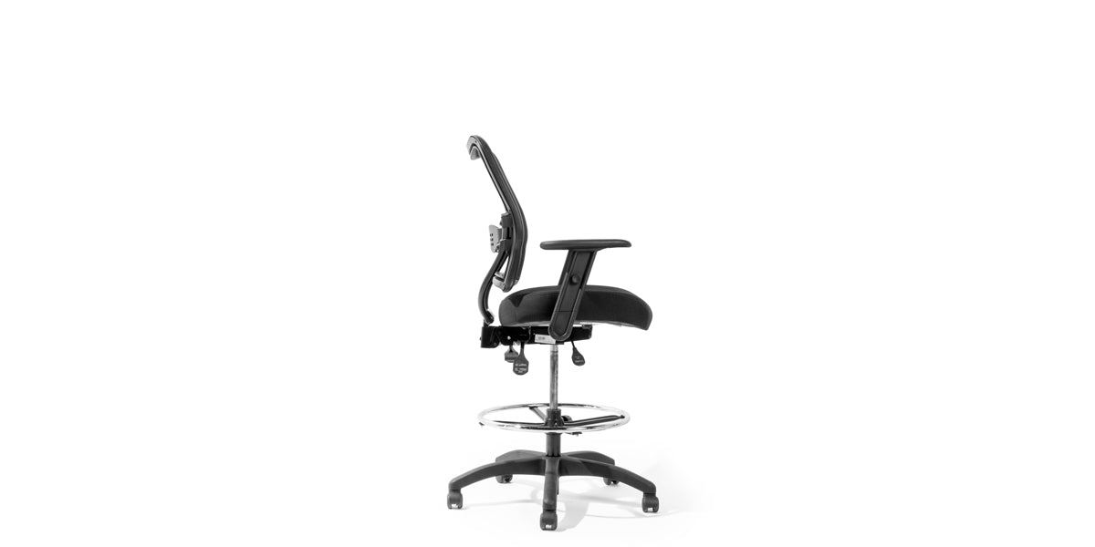 Black Mesh Drafting Stool with Arms