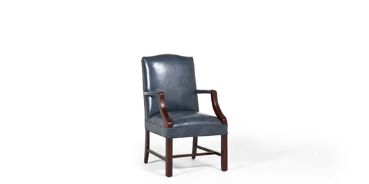 Blue Vinyl Martha Washington Chair
