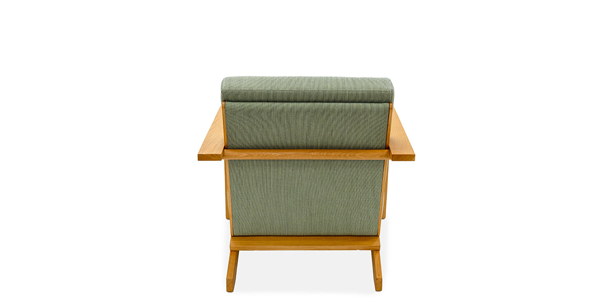 Green Fabric Chair with Wood Frame