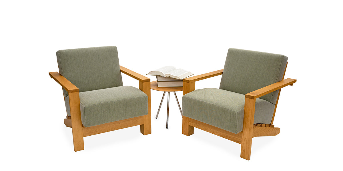 Green Fabric Chair with Wood Frame