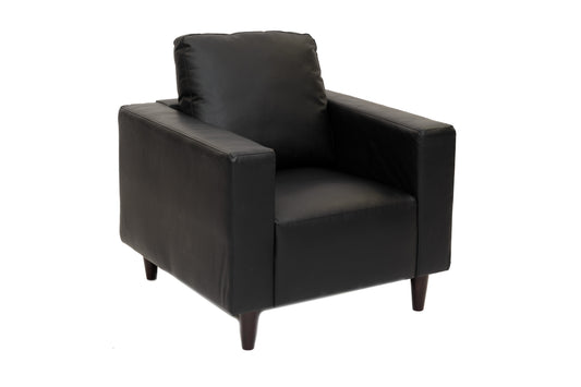 33"W Black Leather Club Chair