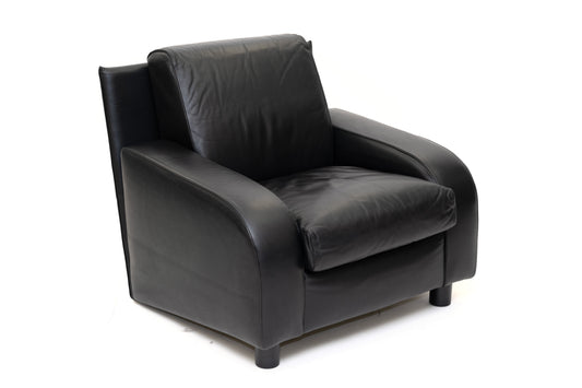 36"W Black Leather Club Chair