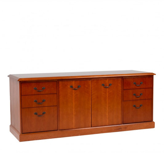 72" Cherry Credenza with 6 Drawers