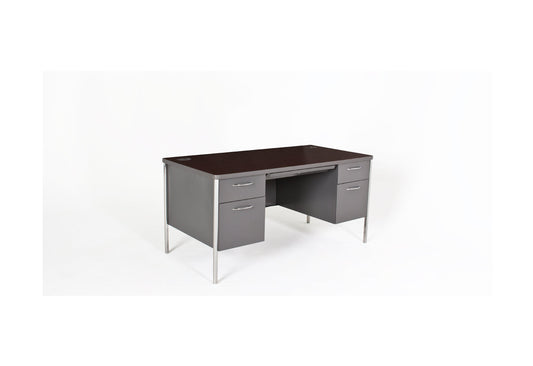 60"W Grey Metal Desk