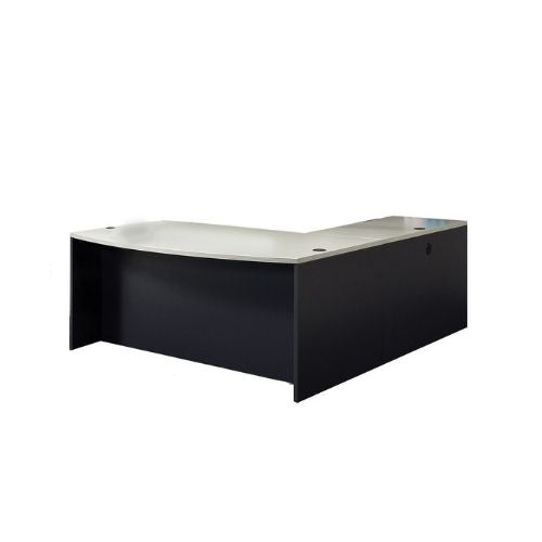 L-Shaped Grey Laminte Bow Front Desk Shell