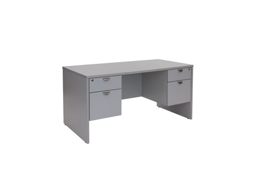 60"W Grey Double Ped Desk
