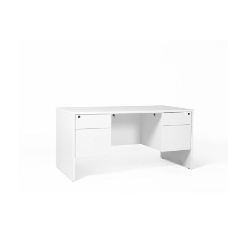 60"W White Double Ped Desk