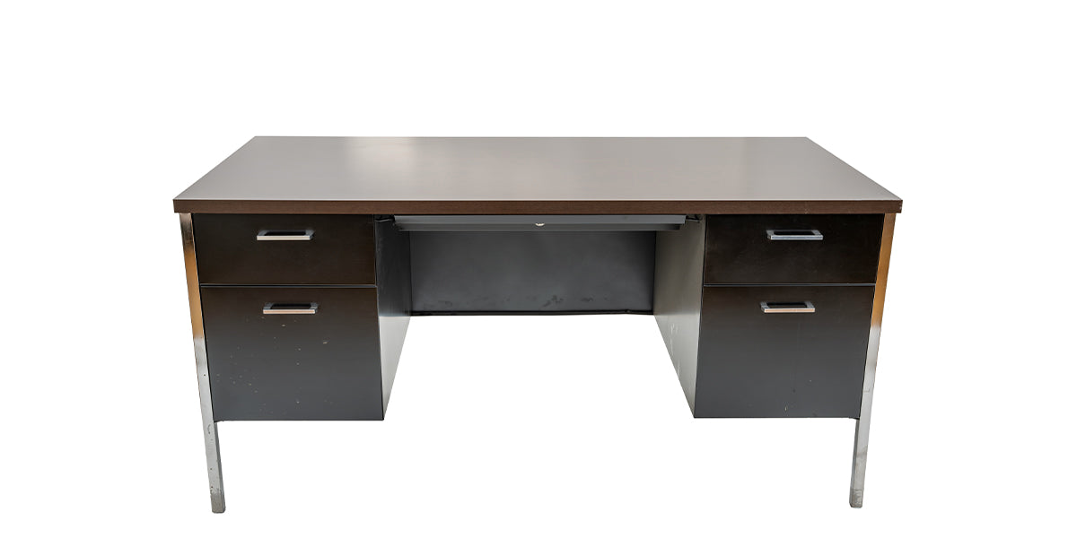 60" Black Metal Desk