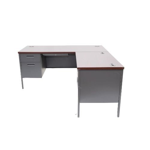66" x 72" Grey Metal L-Shaped Desk