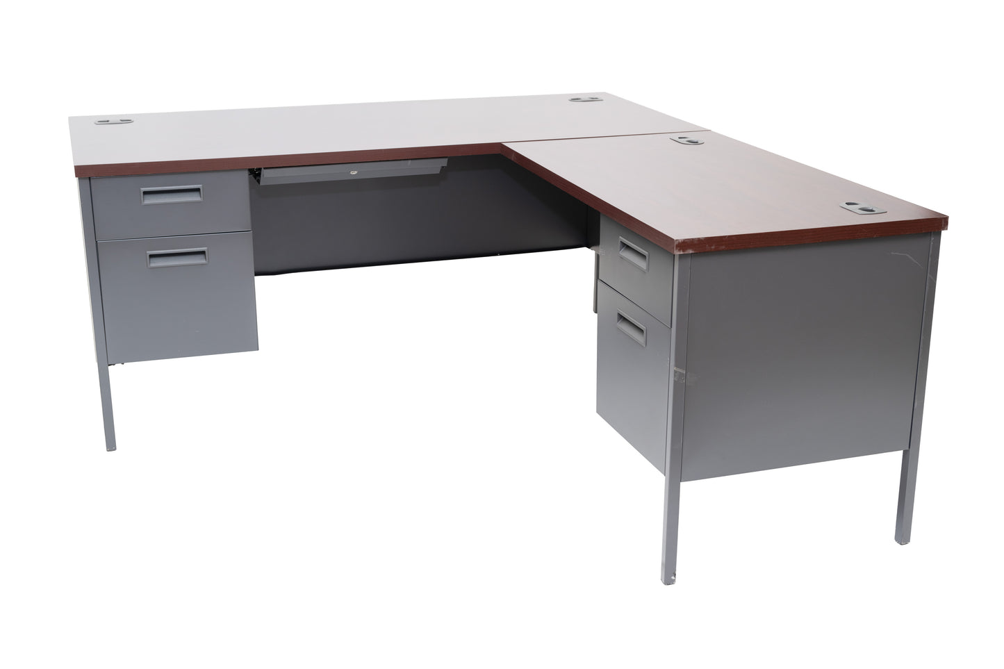 66" x 72" Grey Metal L-Shaped Desk