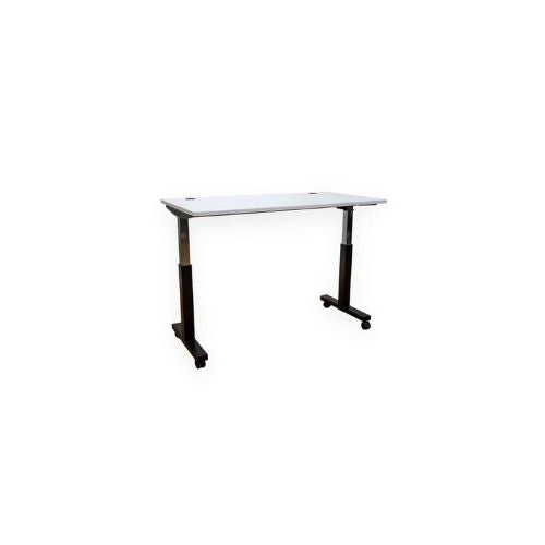 60"W White Adjustable Table Desk with Black Base