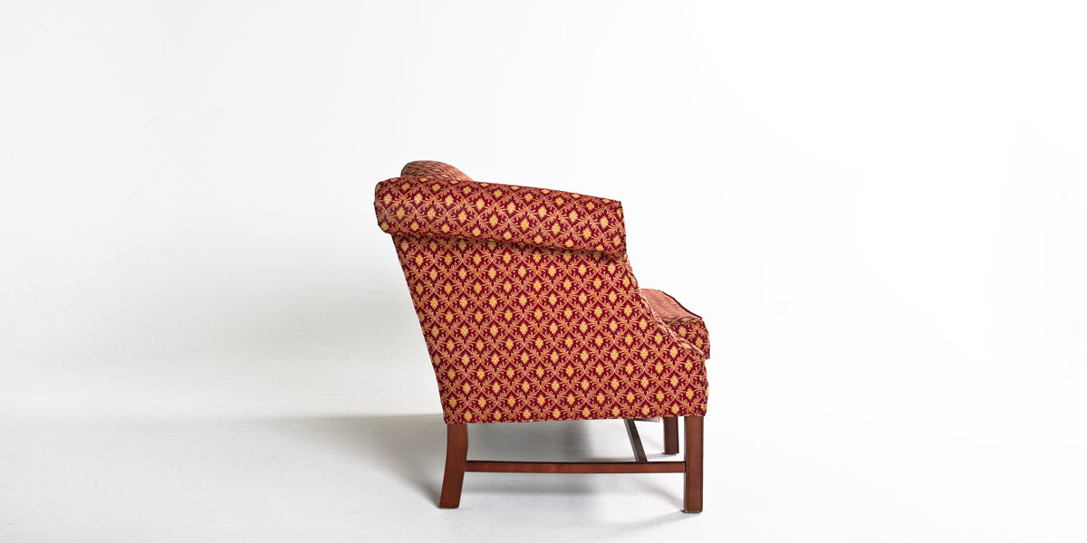 58"W Burgundy Chippendale Loveseat