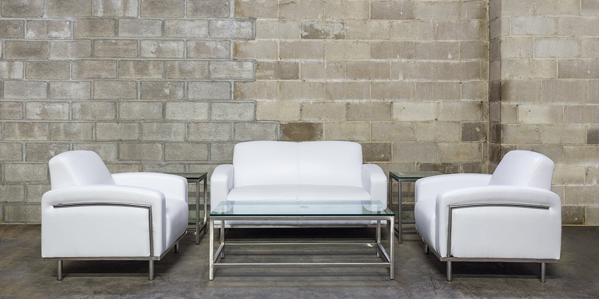 58.5" White Vinyl Loveseat