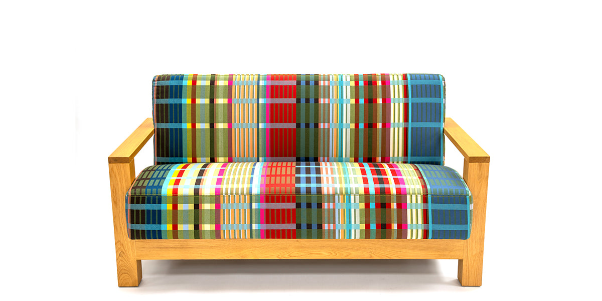 57.5" Striped Fabric Loveseat