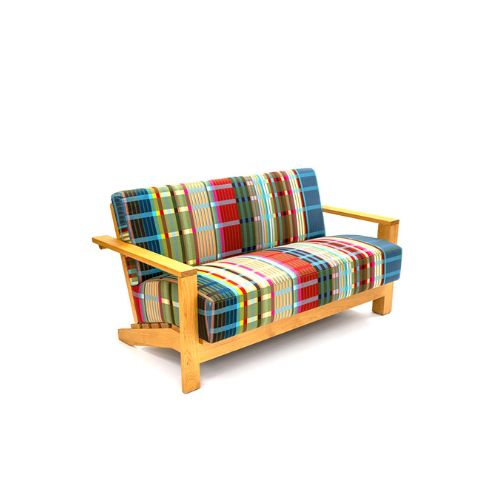 57.5" Striped Fabric Loveseat