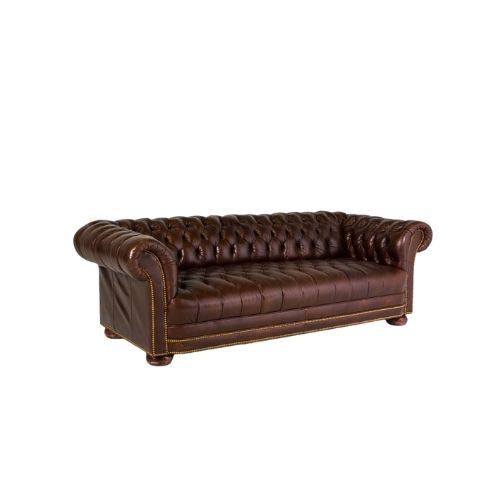 88"W Brown Chesterfield Sofa