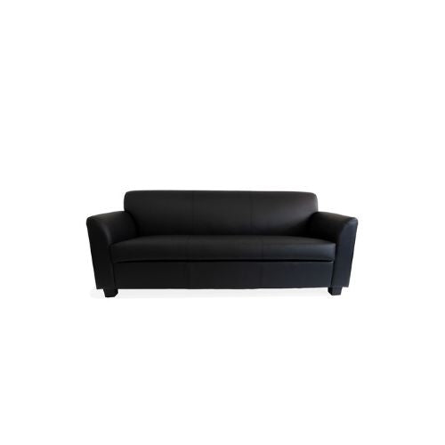 73"W Black Leather Sofa