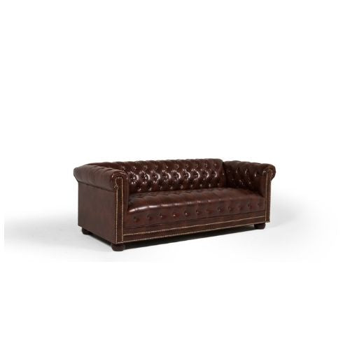 78"W Brown Chesterfield Sofa
