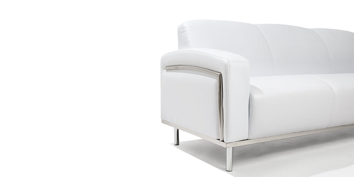 81.5" White Vinyl Sofa