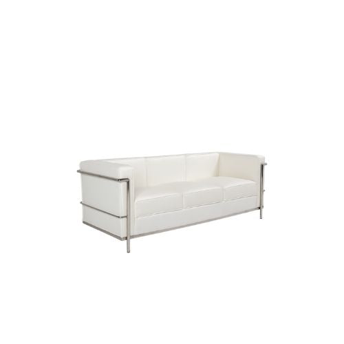 71"W White Corbusier Style Sofa