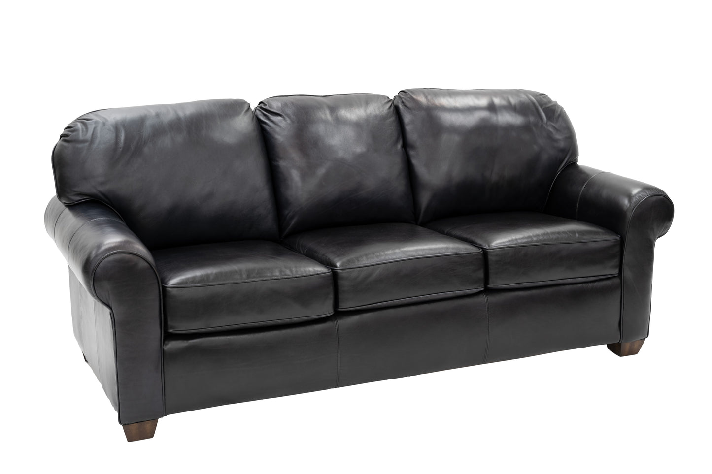 85.5" Black Leather Sofa