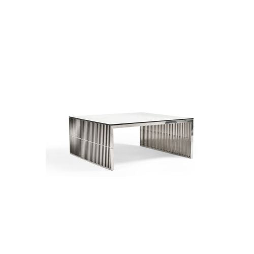 46.5"W Stainless Steel Coffee Table / Glass Top