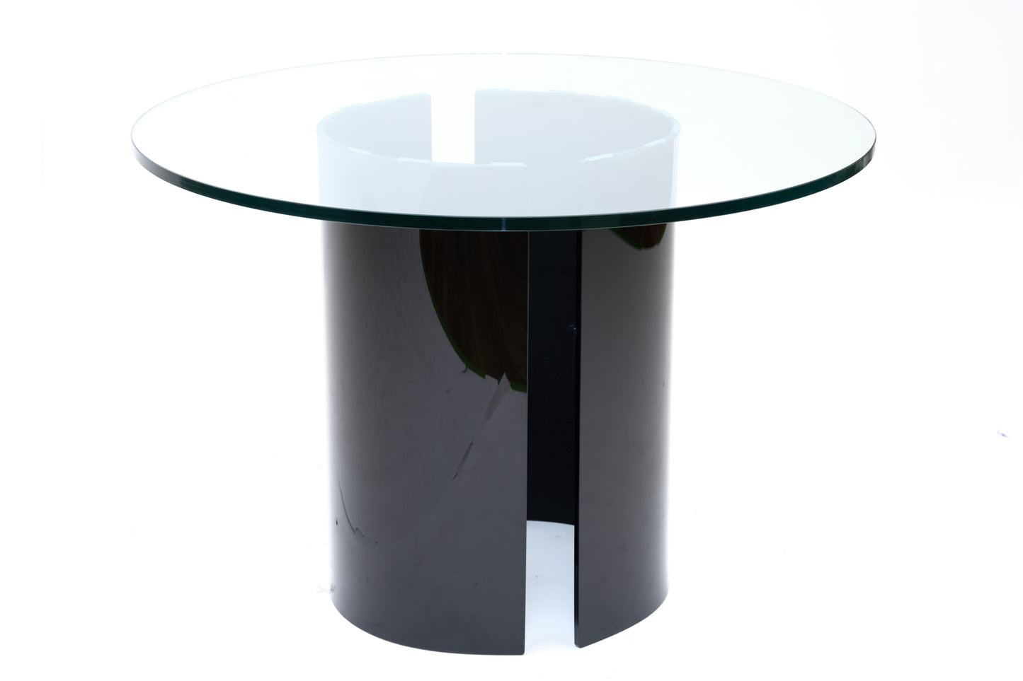 42"W Round Table with Black Glass Base