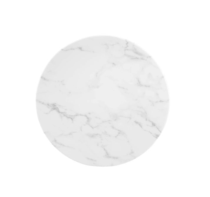 20" Round Faux Marble Side Table - White