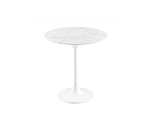 20" Round Faux Marble Side Table - White