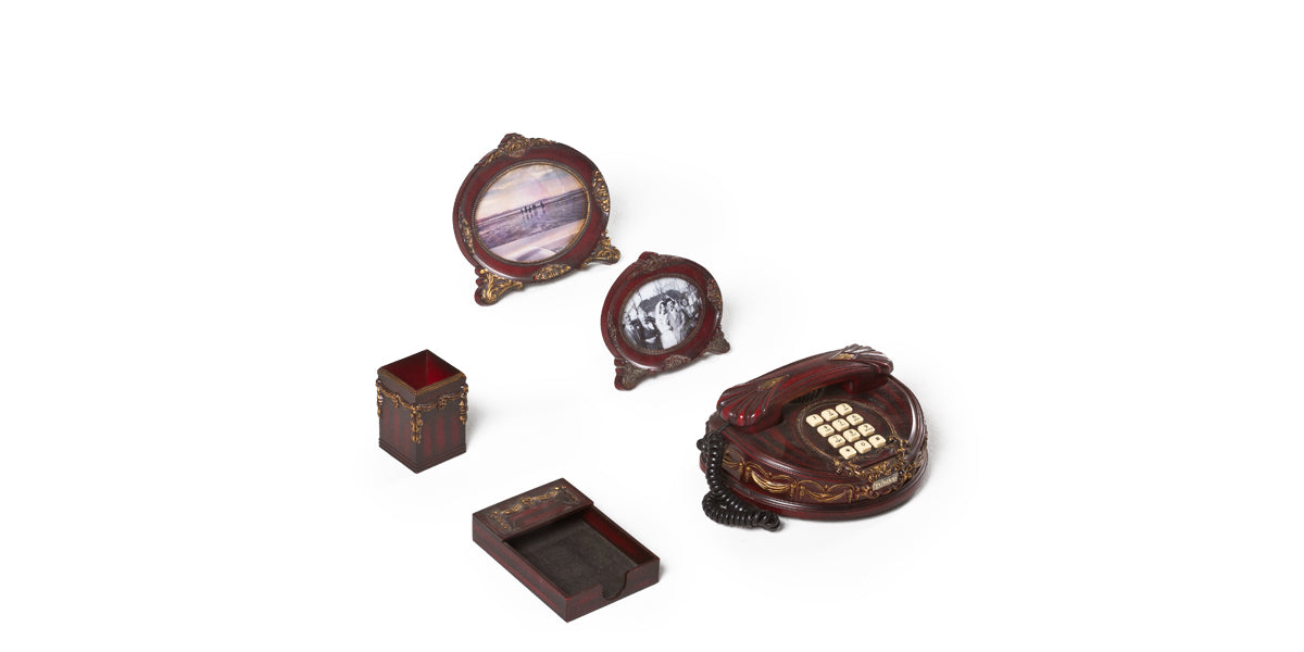 Set of 5- Burgundy Desk Accessory Set
