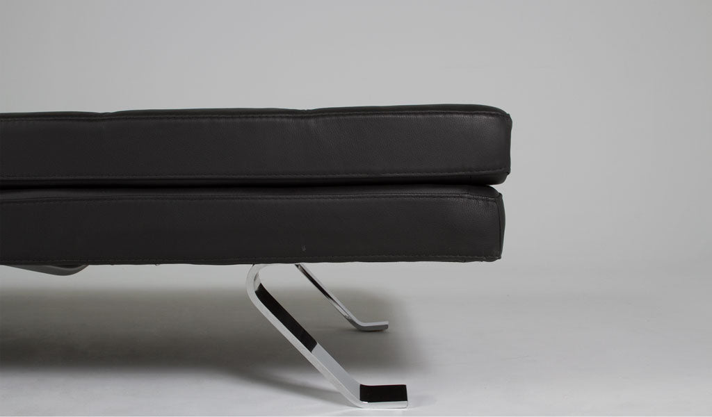 79"W Black Leather Bench with Daybed
