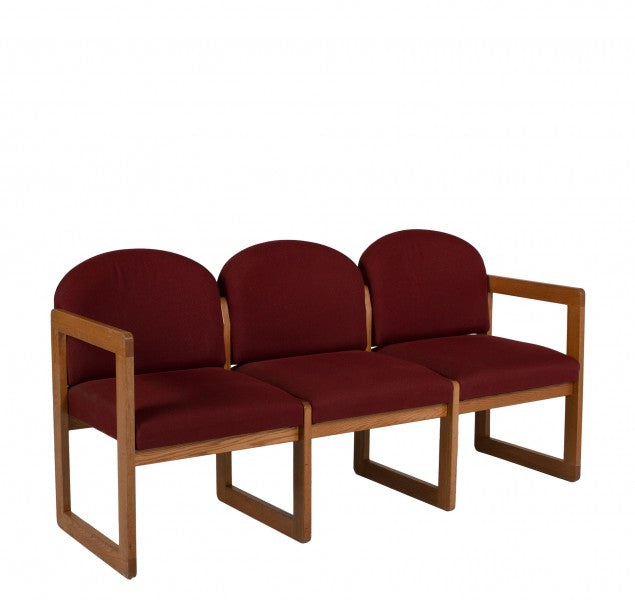 Burgundy Fabric Tandem 3- Seater
