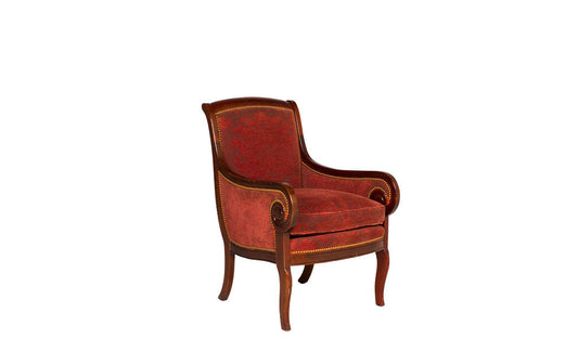 Burgundy Damask Arm Chair