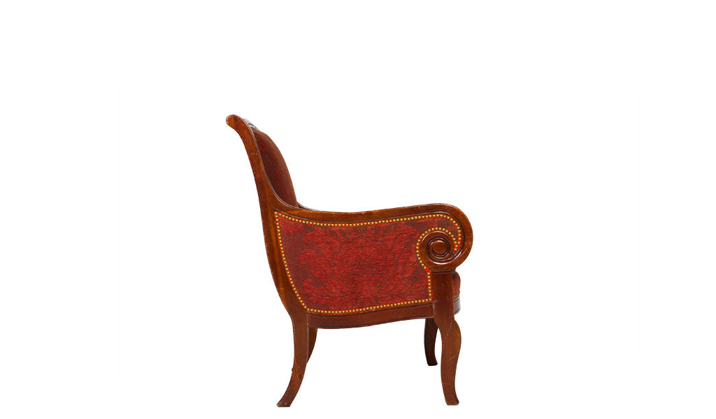Burgundy Damask Arm Chair