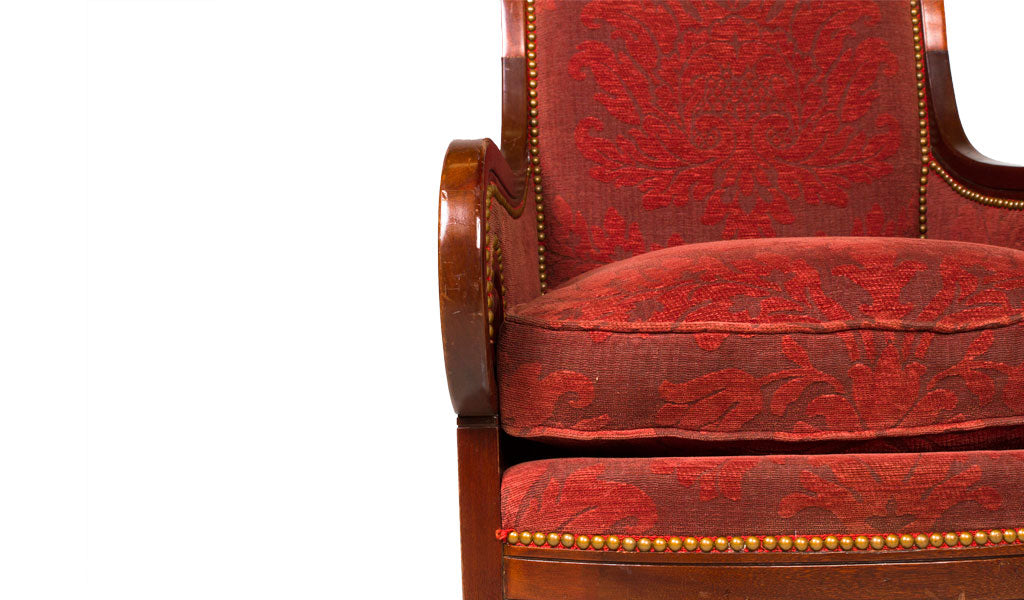 Burgundy Damask Arm Chair