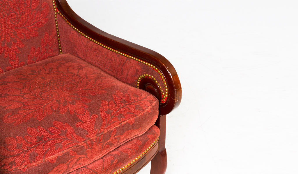 Burgundy Damask Arm Chair
