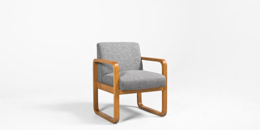 Grey Fabric chair w/ Natural Frame