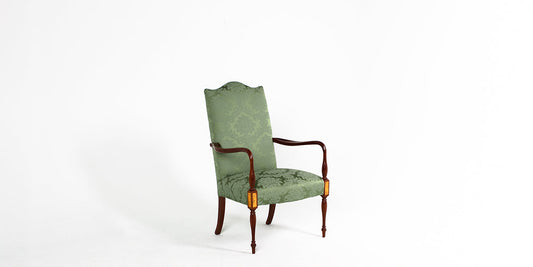 Green Sheraton Chair w/ Walnut Arms & Legs