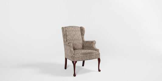 Beige Floral Wing Back Chair