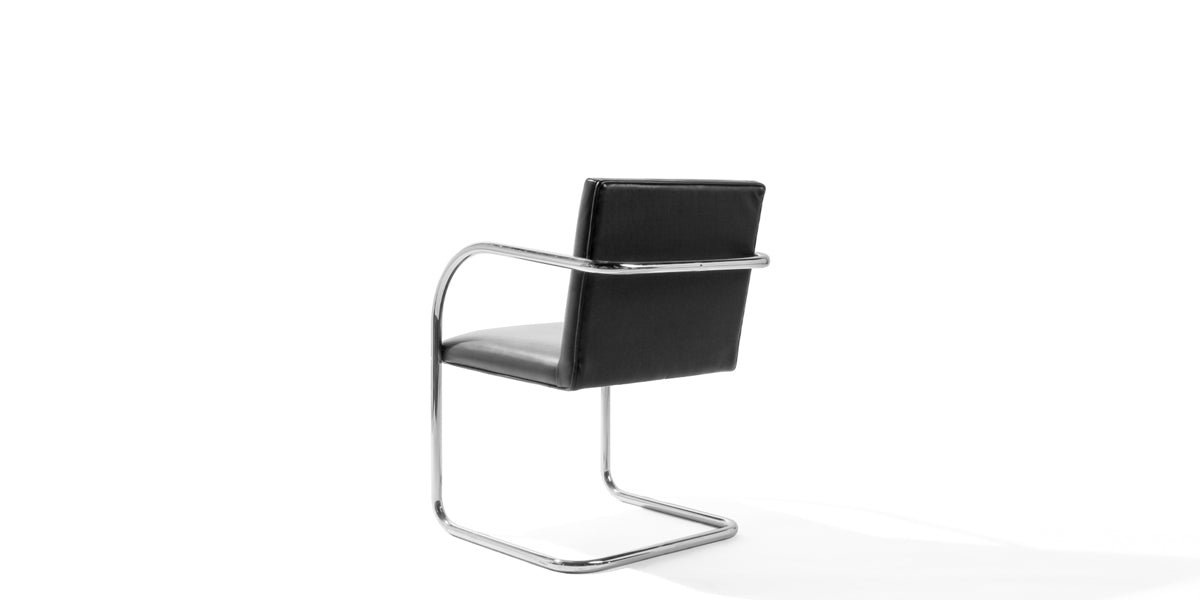 Bruno Tubular Arm Chair / Black Leather