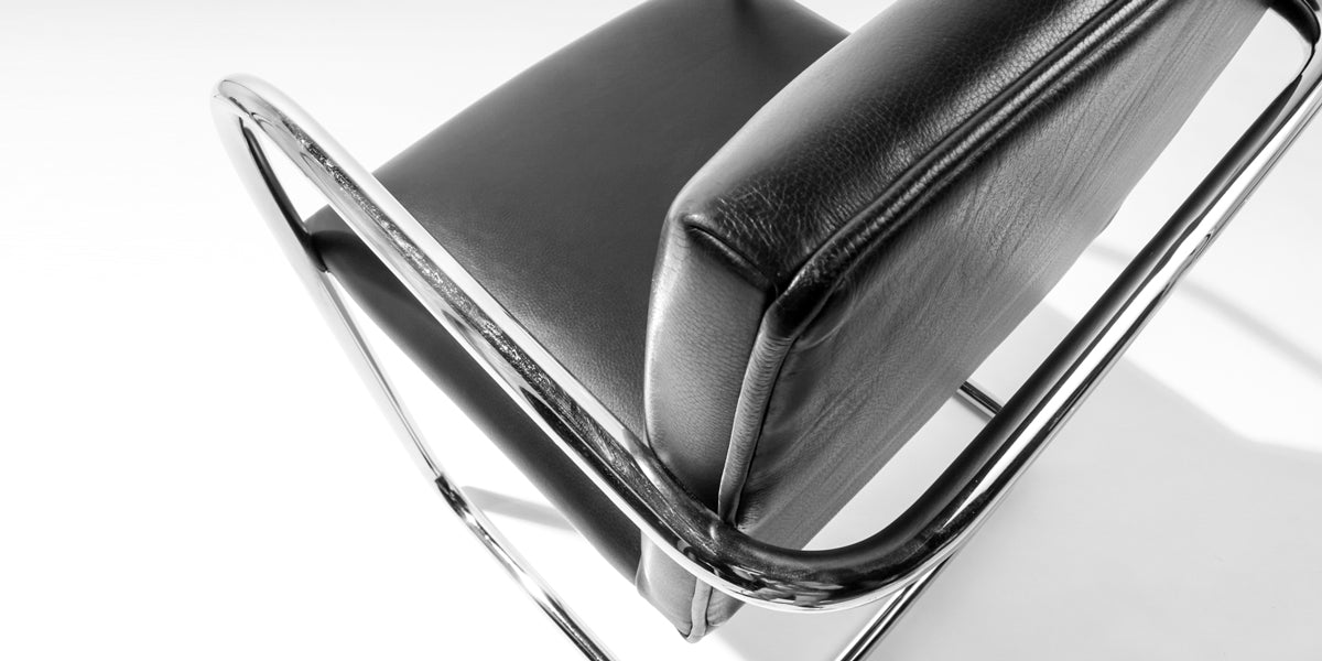 Bruno Tubular Arm Chair / Black Leather