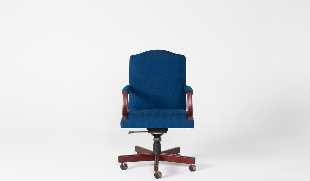 Blue Fabric Mid Back Chair