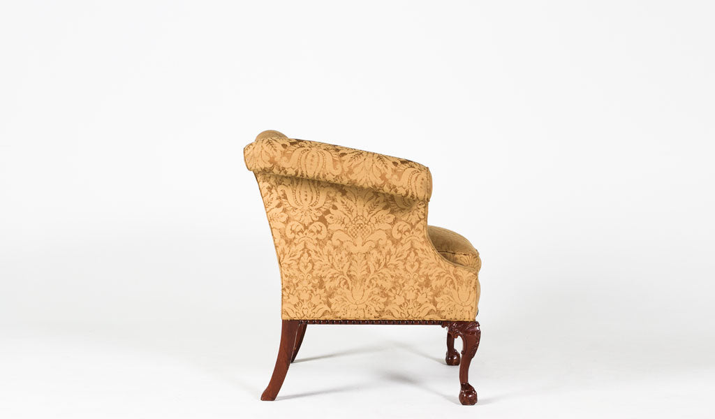 Gold Damask Wing Back Chair