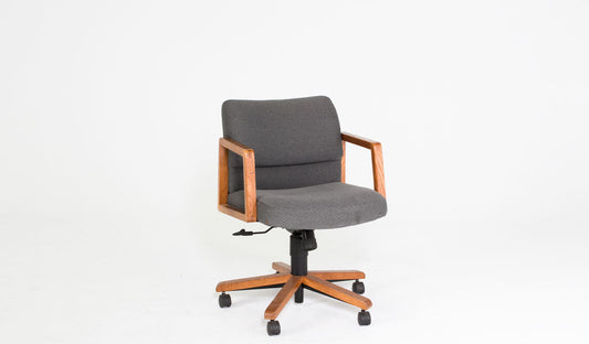 Grey Fabric Task Chair with Oak Arms and Base