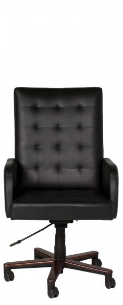 Black Tufted Vinyl High Back Executive Chair